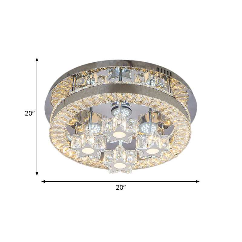 Modern Led Crystal Ceiling Light In Chrome - Semi - Circle/Spiral Design Flush Mount For Minimalist