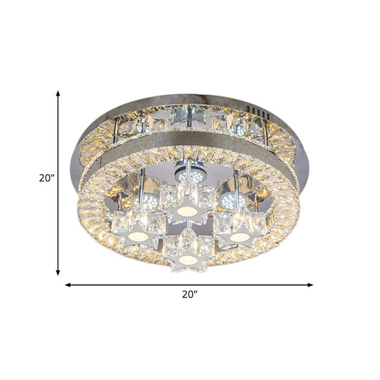 Modern Led Crystal Ceiling Light In Chrome - Semi - Circle/Spiral Design Flush Mount For Minimalist