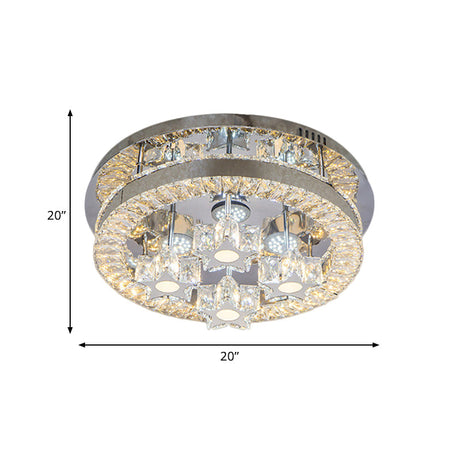 Modern Led Crystal Ceiling Light In Chrome - Semi-Circle/Spiral Design Flush Mount For Minimalist