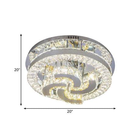 Modern Led Crystal Ceiling Light In Chrome - Semi-Circle/Spiral Design Flush Mount For Minimalist