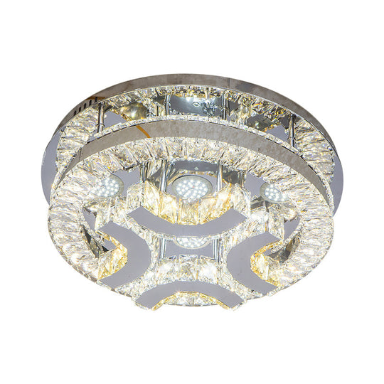 Modern Led Crystal Ceiling Light In Chrome - Semi-Circle/Spiral Design Flush Mount For Minimalist