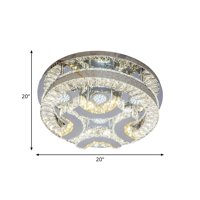 Modern Led Crystal Ceiling Light In Chrome - Semi - Circle/Spiral Design Flush Mount For Minimalist