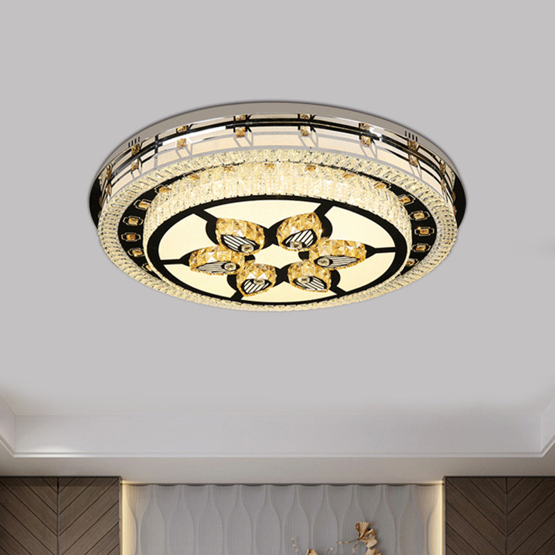 Modern Crystal Led Chrome Flush Mount Ceiling Light - Star Living Room