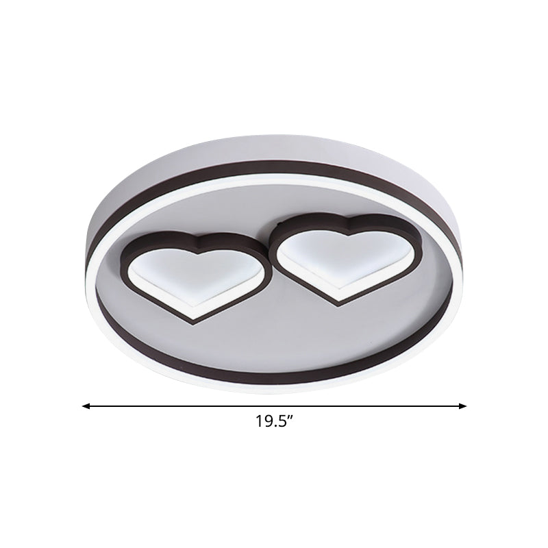 Modern Heart - Shaped Led Ceiling Light For Bedroom - Warm/White Flushmount Coffee Acrylic Mount