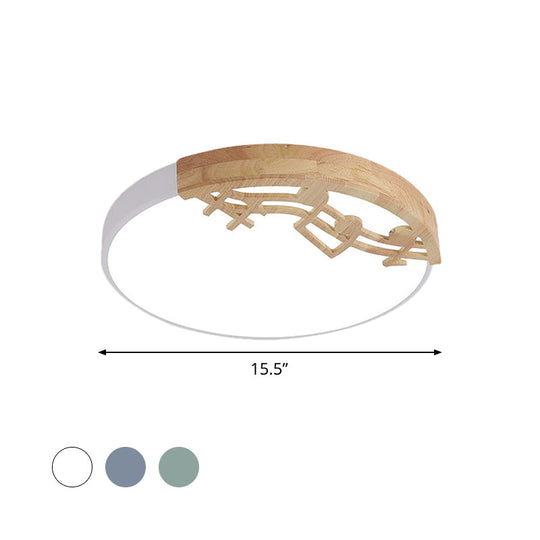 Modern Led Ceiling Lamp With Acrylic Shade: Green/White/Gray Round Flush Light For Bedroom