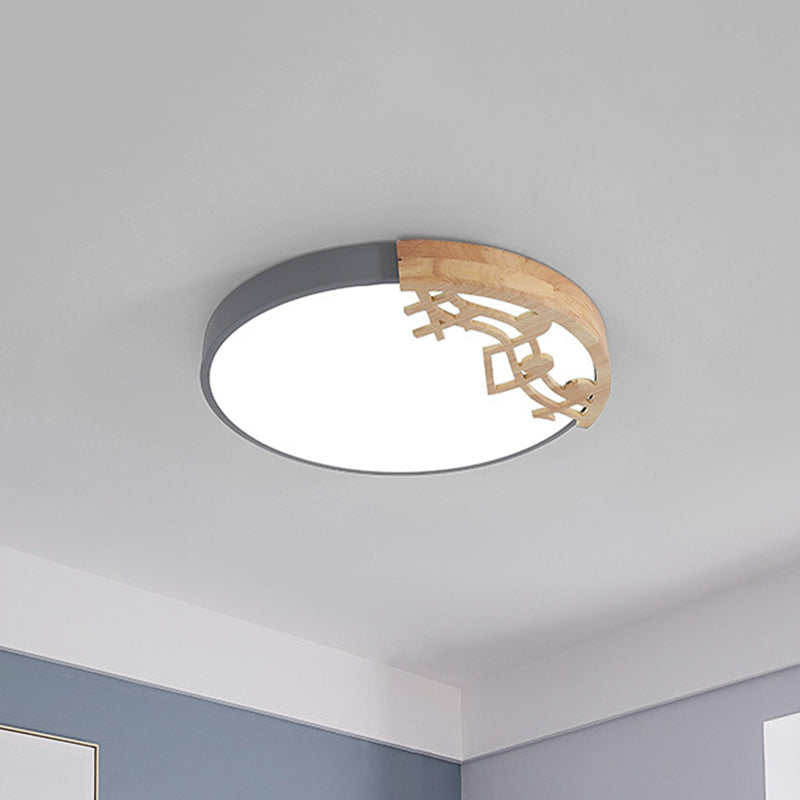 Modern Led Ceiling Lamp With Acrylic Shade: Green/White/Gray Round Flush Light For Bedroom