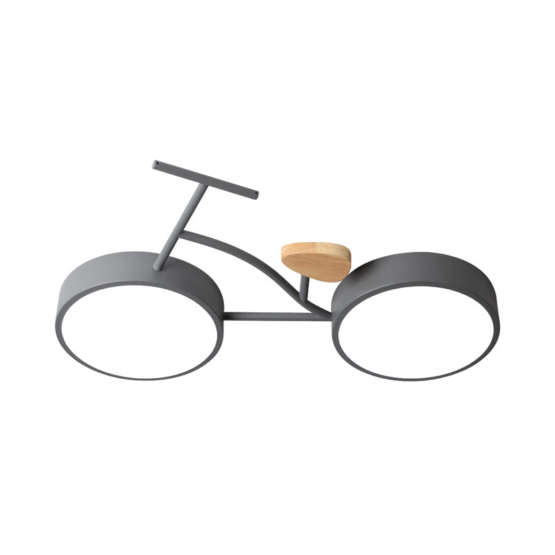 Modern Led Ceiling Light With Creative Bike Acrylic Shade For Bedroom In Gray/White/Green