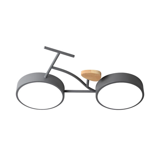 Modern Led Ceiling Light With Creative Bike Acrylic Shade For Bedroom In Gray/White/Green