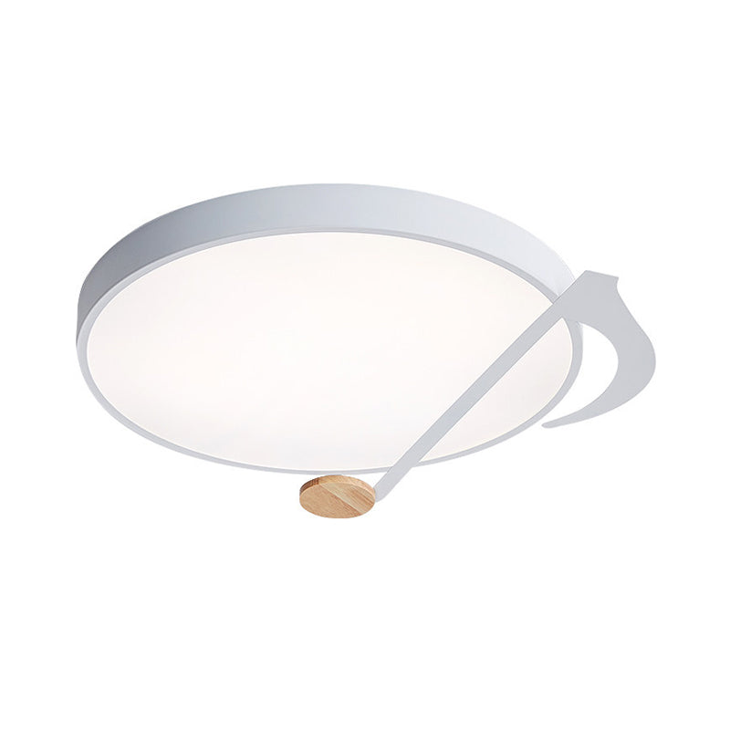 Contemporary Drum Led Ceiling Lamp - White/Gray/Green With Music Notes Ideal For Bedroom Lighting