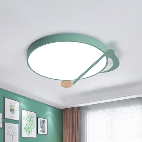 Contemporary Drum Led Ceiling Lamp - White/Gray/Green With Music Notes Ideal For Bedroom Lighting