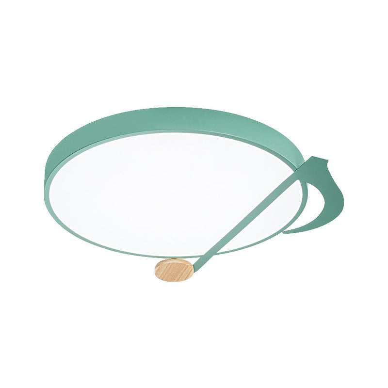 Contemporary Drum Led Ceiling Lamp - White/Gray/Green With Music Notes Ideal For Bedroom Lighting