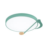 Contemporary Drum Led Ceiling Lamp - White/Gray/Green With Music Notes Ideal For Bedroom Lighting