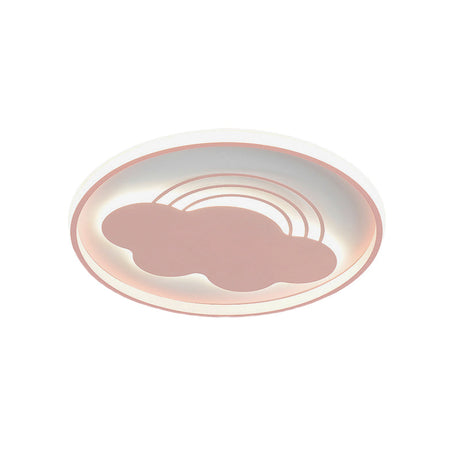 Extra Thin Iron Ceiling Lamp: Cartoon Pink/Blue Led Flush Mount Light For Kindergarten