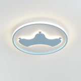 Kid Crown Led Flushmount Light In Pink/Blue - Ultra-Thin Bedroom Ceiling Fixture
