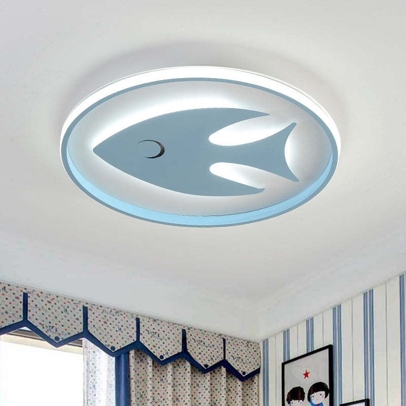 Cartoon Fish/Giraffe Ceiling Light For Nursery - Integrated Led Flushmount Lamp In Pink/Blue Acrylic