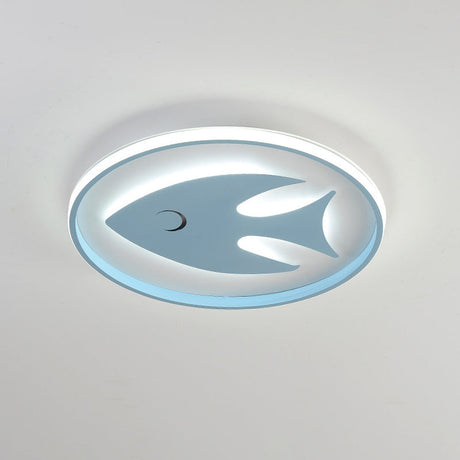 Cartoon Fish/Giraffe Ceiling Light For Nursery - Integrated Led Flushmount Lamp In Pink/Blue Acrylic