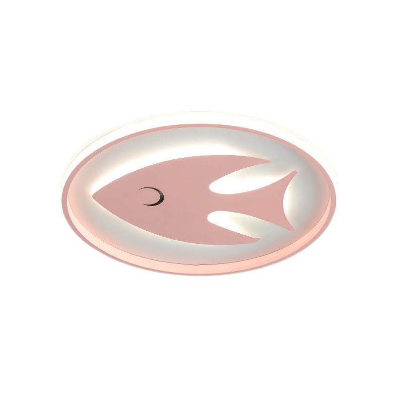 Cartoon Fish/Giraffe Ceiling Light For Nursery - Integrated Led Flushmount Lamp In Pink/Blue Acrylic