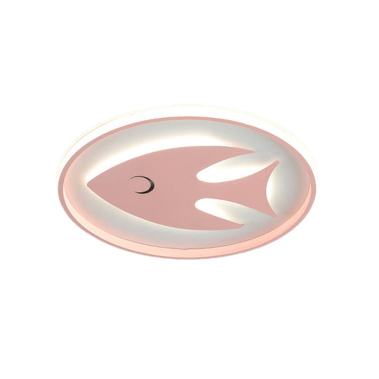 Cartoon Fish/Giraffe Ceiling Light For Nursery - Integrated Led Flushmount Lamp In Pink/Blue Acrylic
