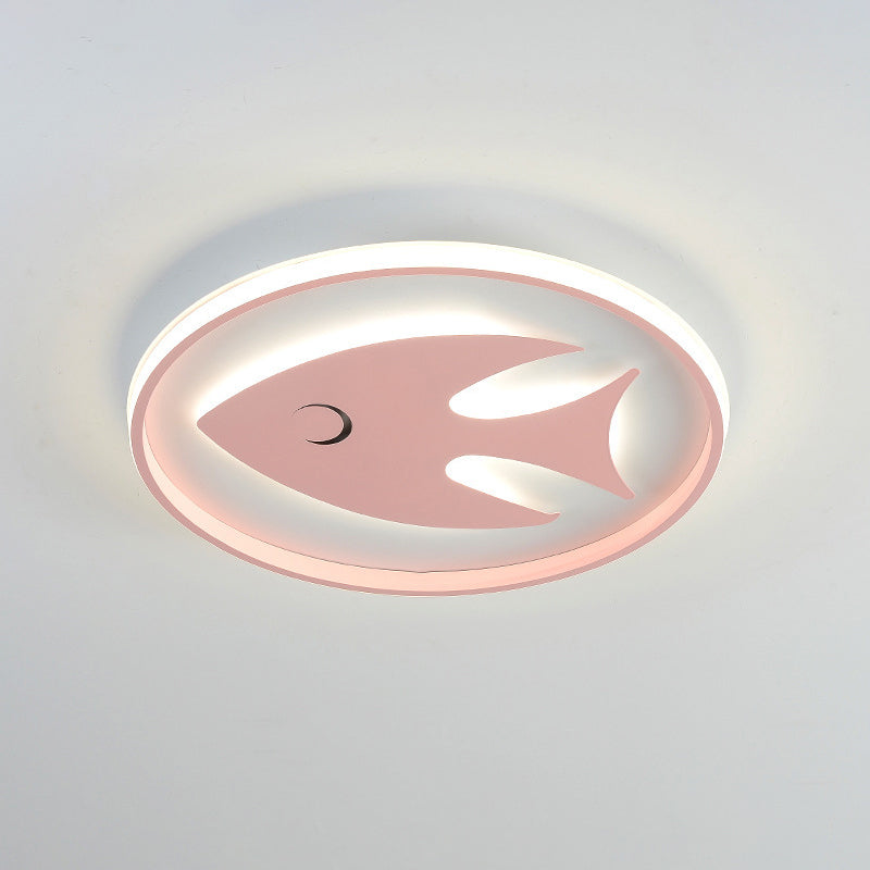 Cartoon Fish/Giraffe Ceiling Light For Nursery - Integrated Led Flushmount Lamp In Pink/Blue Acrylic