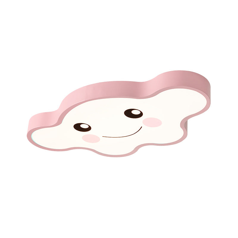 Children’s Led Ceiling Light For Kids Bedroom - Cartoon Smile/Dog Design White/Pink/Blue Flush