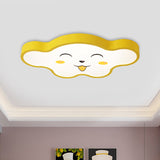 Childrens Led Ceiling Light For Kids Bedroom - Cartoon Smile/Dog Design White/Pink/Blue Flush Mount