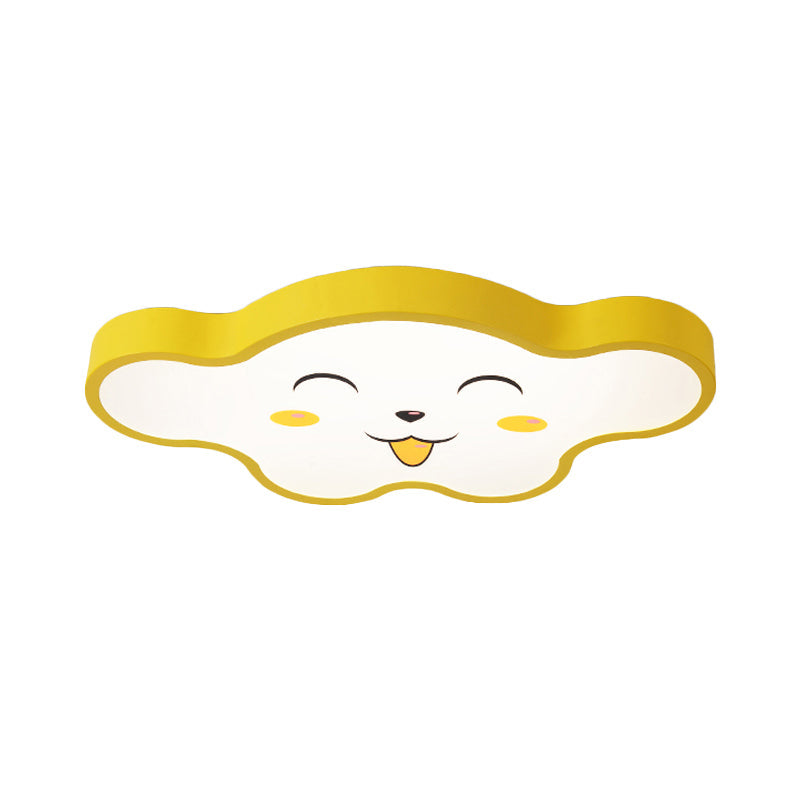 Children’s Led Ceiling Light For Kids Bedroom - Cartoon Smile/Dog Design White/Pink/Blue Flush