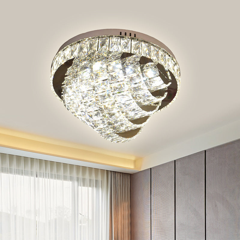 Led Flushmount Crystal Ceiling Lamp - 18/22 Simple Style Chrome Finish