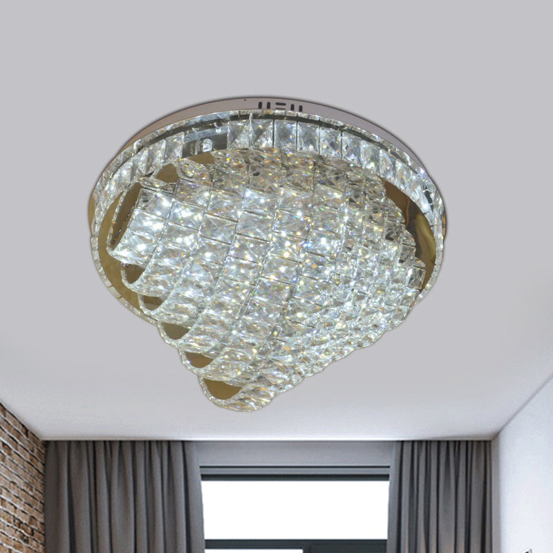 Led Flushmount Crystal Ceiling Lamp - 18’/22’ Simple Style Chrome Finish / 22’