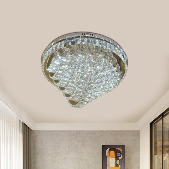 Led Flushmount Crystal Ceiling Lamp - 18’/22’ Simple Style Chrome Finish