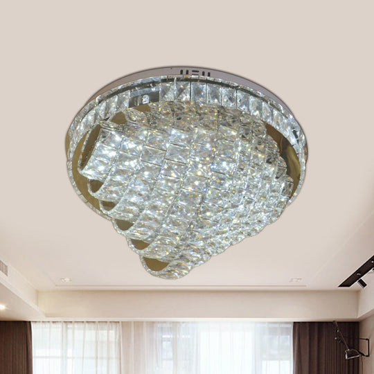 Led Flushmount Crystal Ceiling Lamp - 18’/22’ Simple Style Chrome Finish