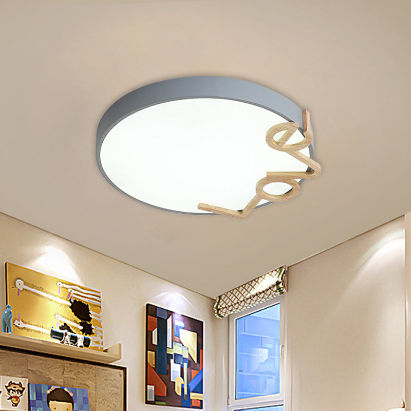 Love-Shape Wood Deco Led Flush Mount Lamp In 3 Colors