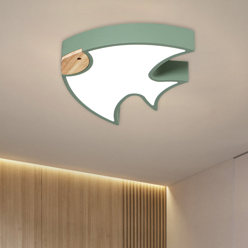 Nordic Led Fish - Shaped Flush Lamp For Bedroom In White/Grey/Pink Acrylic Green