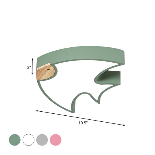 Nordic Led Fish-Shaped Flush Lamp For Bedroom In White/Grey/Pink Acrylic