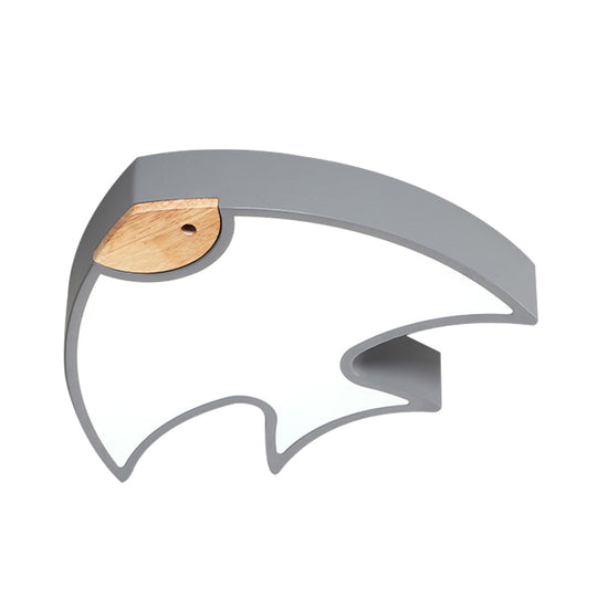 Nordic Led Fish-Shaped Flush Lamp For Bedroom In White/Grey/Pink Acrylic