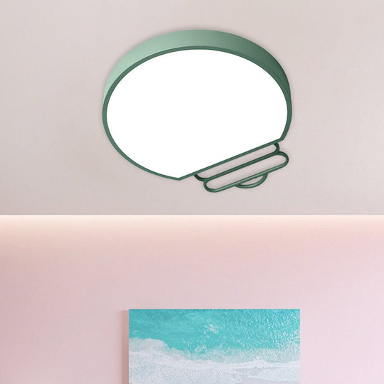 Nordic Led Flush Mount Ceiling Lamp With Acrylic Shade And White/Green/Grey Bulb Shape