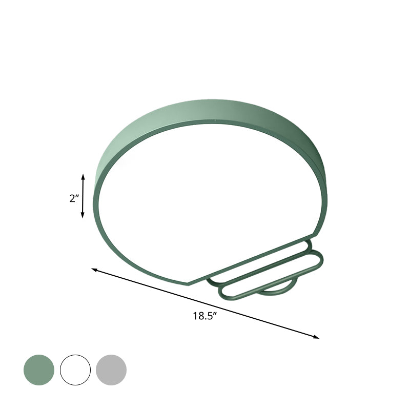 Nordic Led Flush Mount Ceiling Lamp With Acrylic Shade And White/Green/Grey Bulb Shape
