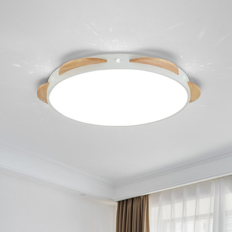 Macaron Flower Flush Mount Led Ceiling Light Fixture - White/Green/Blue And Wood White