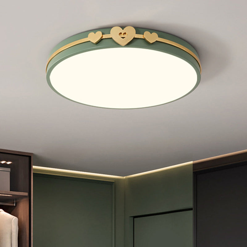 Nordic Circular Flush Lamp: Acrylic Led Bedroom Lighting In Elegant White/Black/Grey With Gold Heart