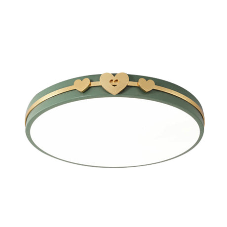 Nordic Circular Flush Lamp: Acrylic Led Bedroom Lighting In Elegant White/Black/Grey With Gold Heart