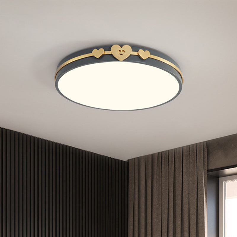 Nordic Circular Flush Lamp: Acrylic Led Bedroom Lighting In Elegant White/Black/Grey With Gold Heart