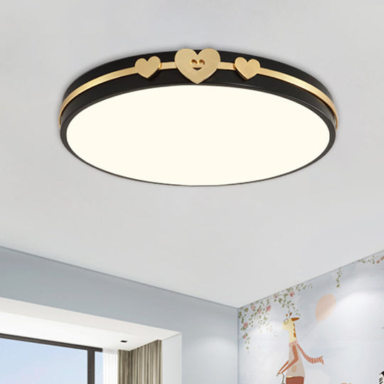 Nordic Circular Flush Lamp: Acrylic Led Bedroom Lighting In Elegant White/Black/Grey With Gold Heart
