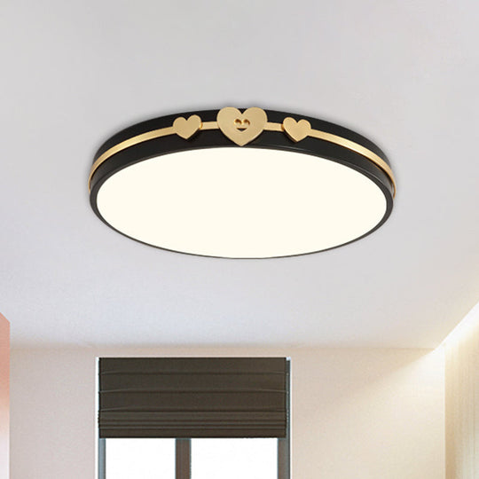Nordic Circular Flush Lamp: Acrylic Led Bedroom Lighting In Elegant White/Black/Grey With Gold Heart