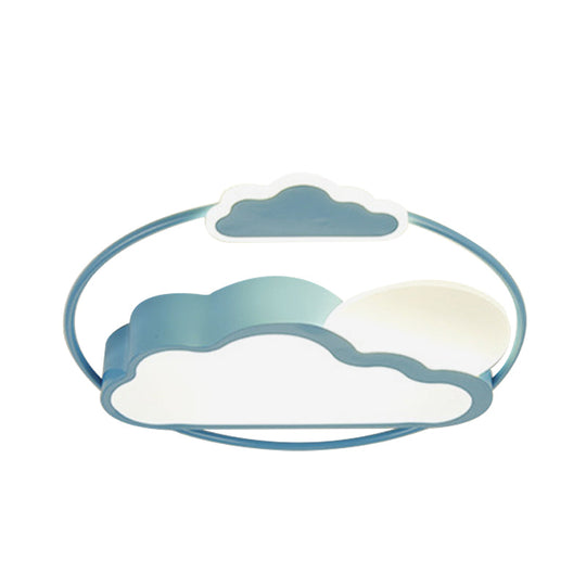 Cloud - Shape Led Flush Mount With Black/Blue Finish & Acrylic Shade - Cartoon Lighting Fixture