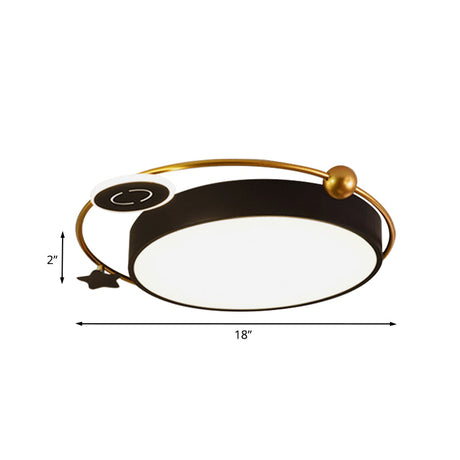 Nordic Acrylic Led Flush Mount With Cloud Sun And Moon Design In Black/Gold For Bedroom Lighting