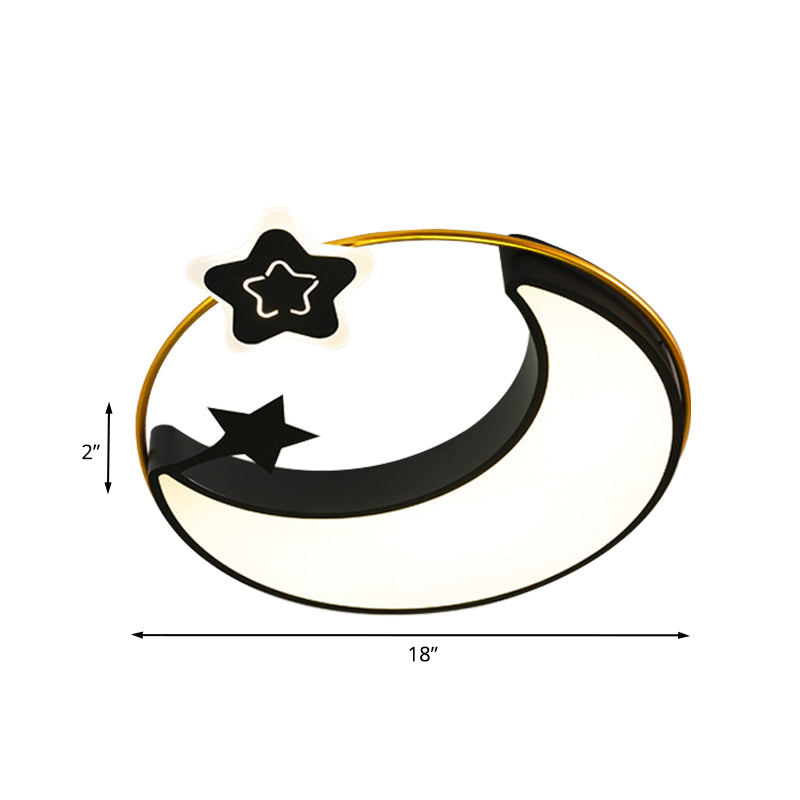 Nordic Acrylic Led Flush Mount With Cloud Sun And Moon Design In Black/Gold For Bedroom Lighting