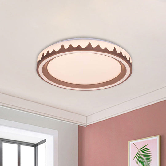 Modern Led Flush Mount Light With White/Gold/Coffee Circle Design For Living Room