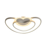 Nordic Led Ceiling Flush Light With Dual Loving Heart Frame In White Pink Or Blue Acrylic Shade