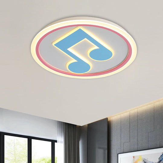Modern Led Acrylic Flush Light - Blue Music Note Shaped Ceiling Lamp In White/Warm / Warm B