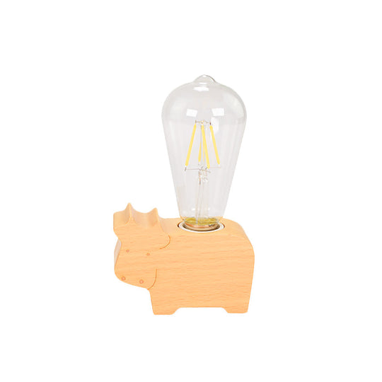 Modern Glass Shade Single Bulb Reading Lamp: Beige Sheep/Elephant/Cow Desk Lamp For Bedroom