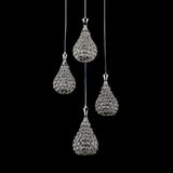 Contemporary Crystal Teardrop Multi-Pendant Light - 4 Bulb Dining Room Suspension Lamp In